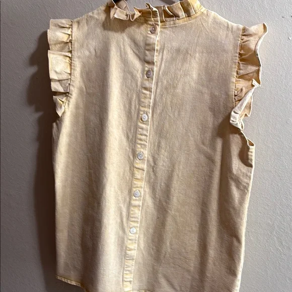 NWT Mazik Yellow Ruffle Sleeve Blouse 1X - Picture 5 of 6